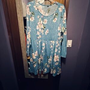 Light weight Floral Blue dress plus